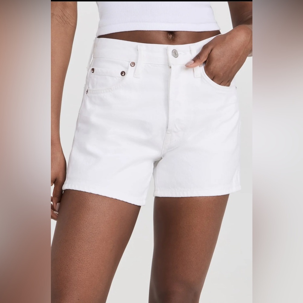 Agolde Cream Parker Long high rise Jeans Shorts size 24 organic cotton